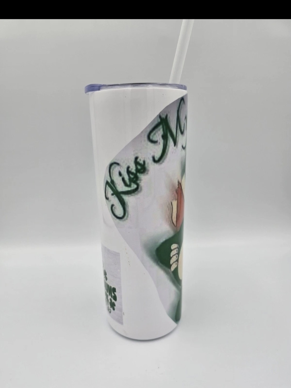 Grace White Skinny Stainless Steel Tumbler with Black Base